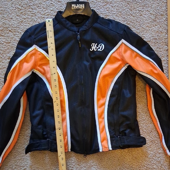 Harley-Davidson Black Mesh Bomber Style Biker Jacket with White Logo - Picture 11 of 13